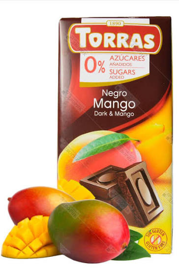 Шоколад чорний з манго без цукру та глютену Torras, 75 гр, фото 1