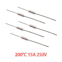 Термозапобіжник 15A 250 V 200 °C (аксіальний, універсальний)
