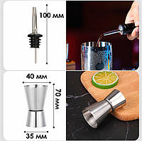 Набір для бару 12 предметів із підставкою Youchen MC-Y1 якісний набір бармена для коктейлів, фото 10