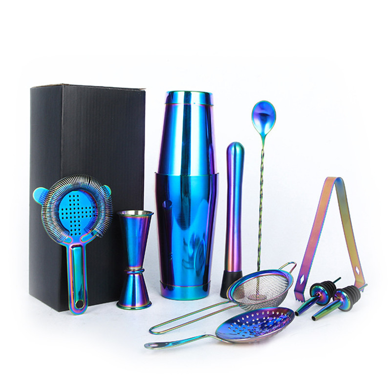 Подарунковий набір для бару KM-TZS1 11 предметів барний інвентар з нержавіючої сталі Rainbow, фото 1