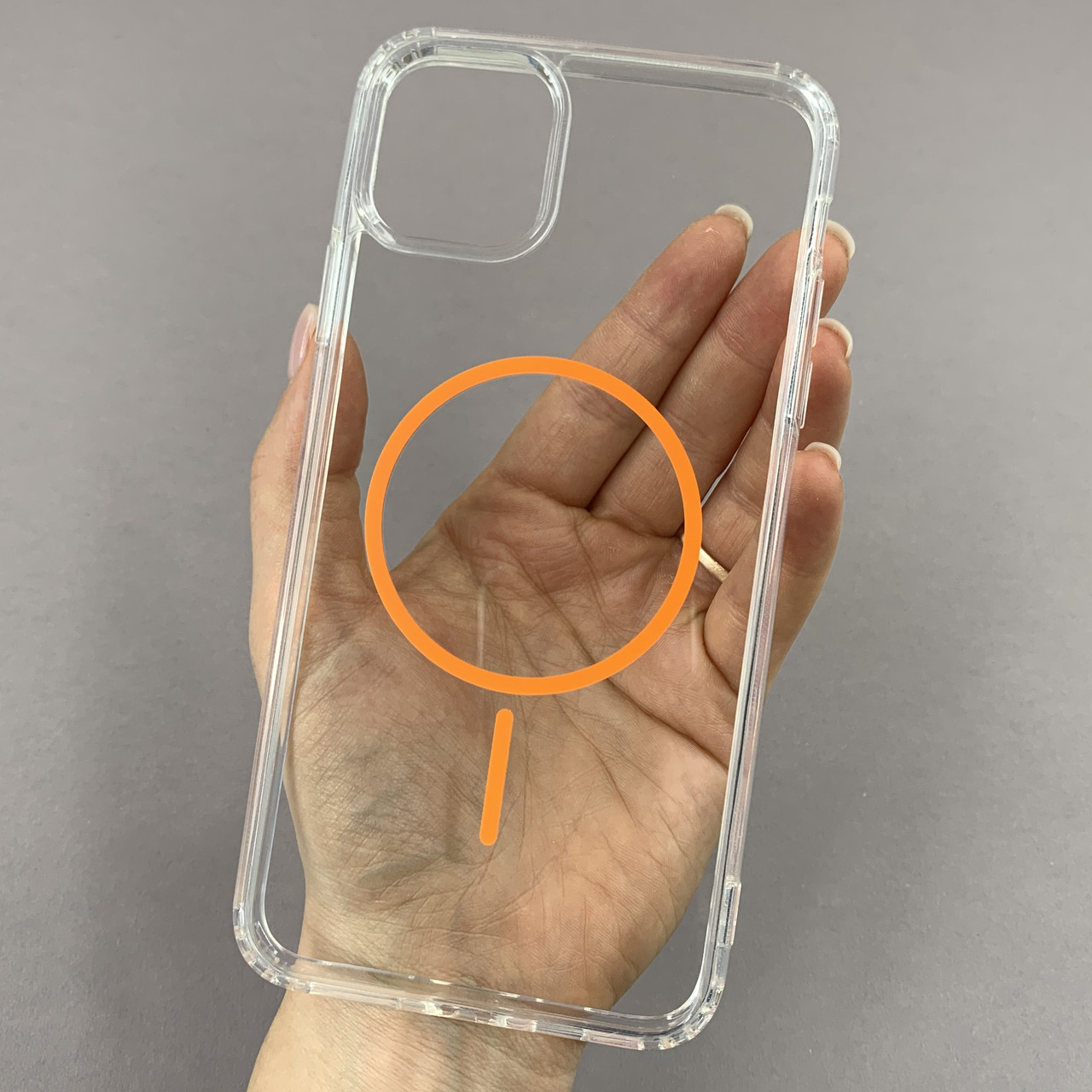 Чохол для iPhone 11 Pro Max прозорий чохол з помаранчевим MagSafe на айфон 11 про макс w01k