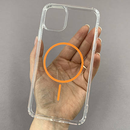 Чохол для iPhone 11 Pro Max прозорий чохол з помаранчевим MagSafe на айфон 11 про макс w01k, фото 1