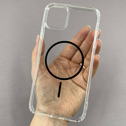 Чохол для iPhone 11 Pro Max прозорий чохол з чорним MagSafe на айфон 11 про макс w01k, фото 1