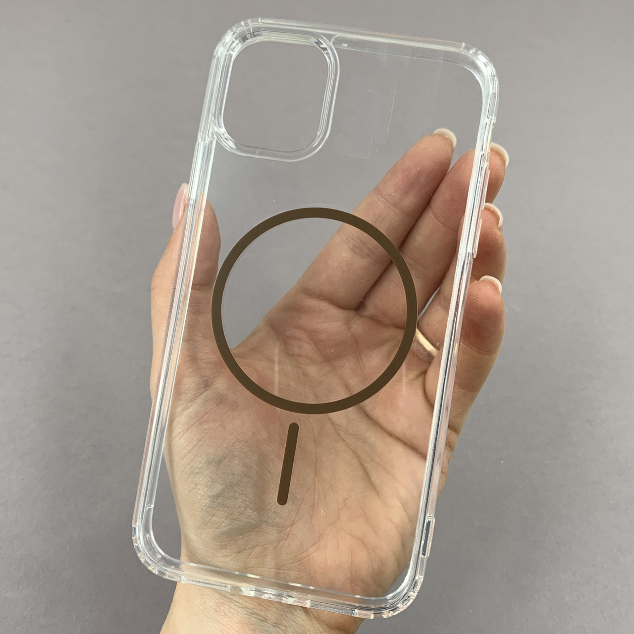 Чохол для iPhone 11 прозорий чохол з коричневим MagSafe на айфон 11 w01k