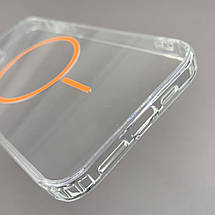 Чохол для iPhone 12 Pro Max прозорий чохол з помаранчевим MagSafe на айфон 12 про макс w01k, фото 3