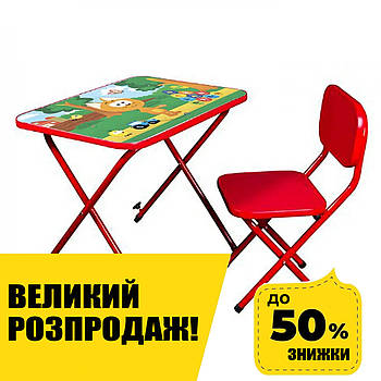 Столик зі стільцем Bambi дитячий складний M 5968-3 Котик Червоний