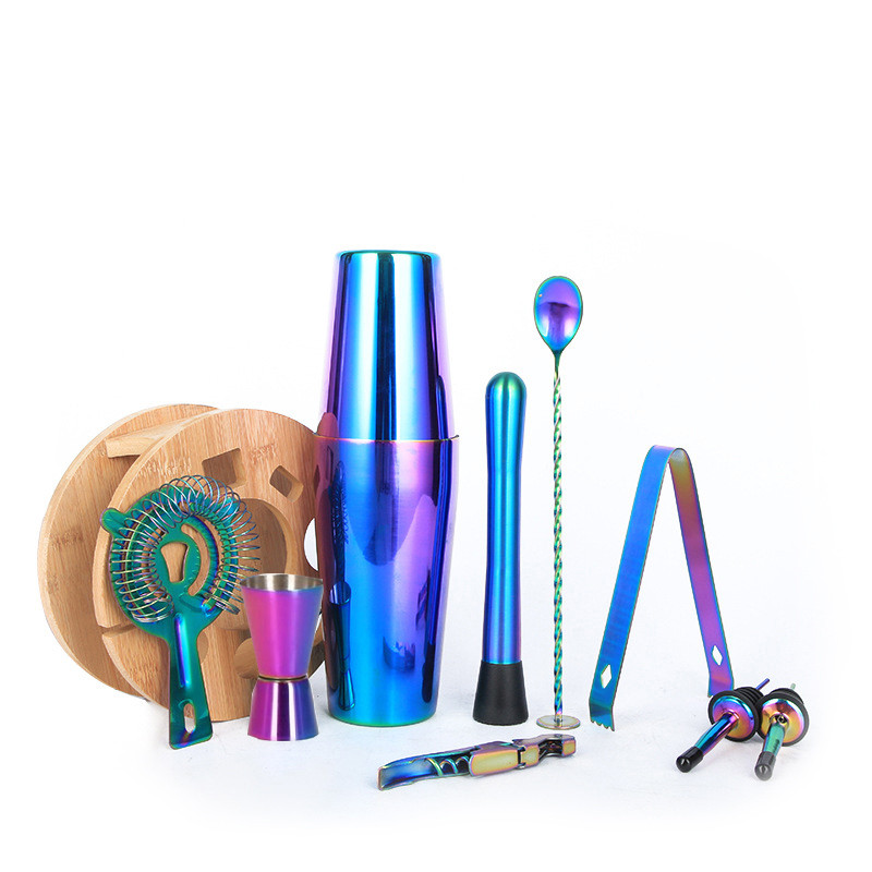 Подарунковий набір для бару KM-TZS114 11 предметів барний інвентар з неіржавкої сталі Rainbow, фото 1