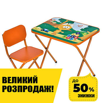 Столик зі стільцем Bambi дитячий складний M 5968-7 Котик Помаранчевий