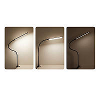 Настільна LED-лампа M-006 світлодіодна гнучка затискна з поворотним кронштейном Black, фото 7