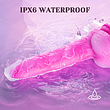 Фалоімітатор телескопічний з підігрівом 23 см, вібратор фалос пульсатор на пульті, інтимні іграшки для жінок Рожевий, фото 10