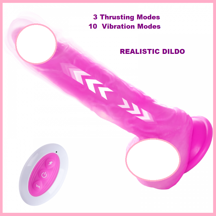 Фалоімітатор телескопічний з підігрівом 23 см, вібратор фалос пульсатор на пульті, інтимні іграшки для жінок Рожевий, фото 1