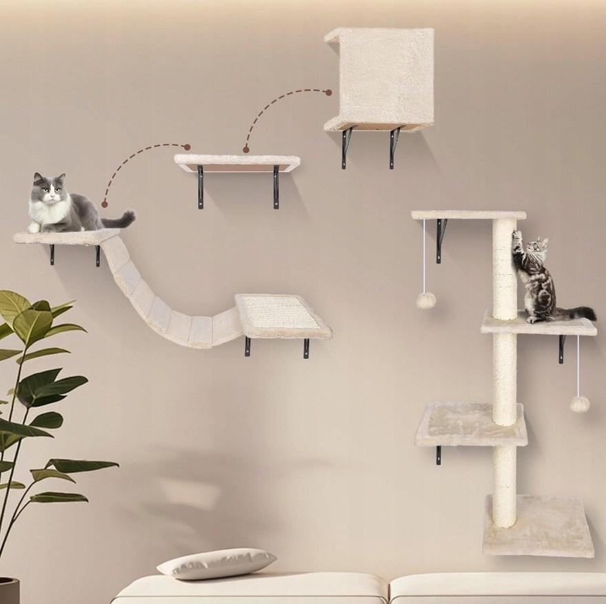 Настінна стінка для лазіння котів з дряпкою 10в1 PSCH20014, фото 1