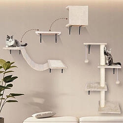 Настінна стінка для лазіння котів з дряпкою 10в1 PSCH20014