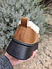 Уги UGG CAMEL РУДІ коричневі короткі з опушкою білим хутром декоровані ремінцями на високій чорній підошві жіночі, фото 7