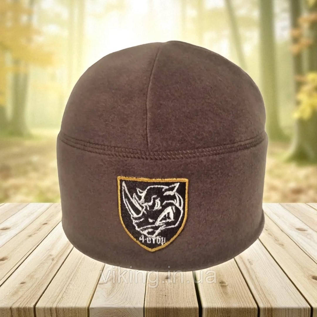 Шапка фліс 4 ОТБ (окрема танкова бригада) Хакі, фото 1