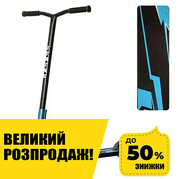 Дитячий трюковий самокат (колеса PU 100 мм, кермо 88 см, алюм+сталь) iTrike SR 2-064-1-BBL Чорно-блакитний