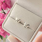 Срібні сережки-пусети у формі метеликів «Пелюстки вітру» проба 925, фото 2