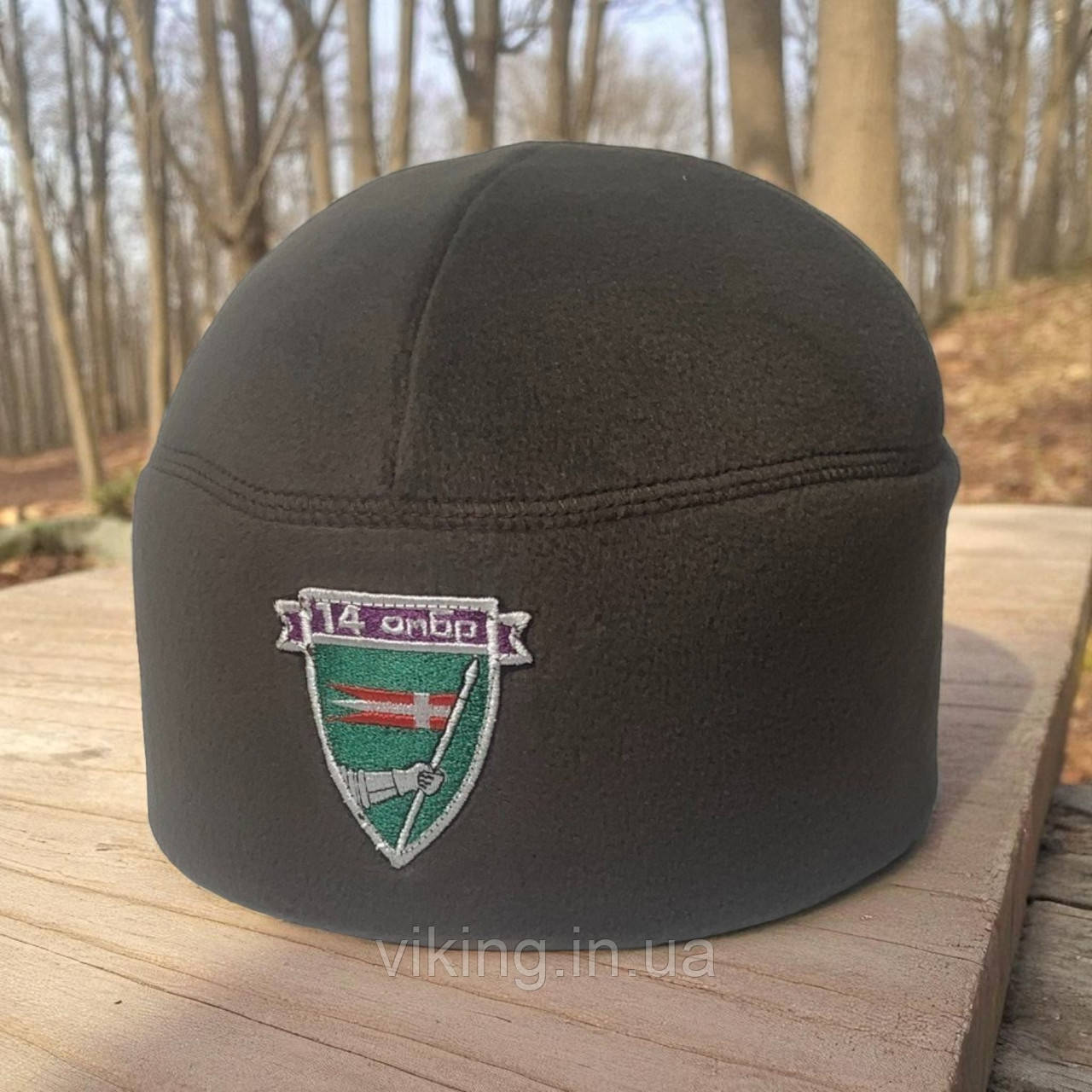 Шапка фліс 14 ОМБр (окрема механізована бригада) Хакі, фото 1