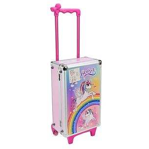Дитячий набір стиліста  FT2066 у валізі з косметикою та аксесуарами з дизайном Єдинорожки, фото 2