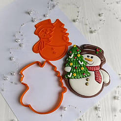 Вирубка для пряника з відтиском" Сніговик" 11см