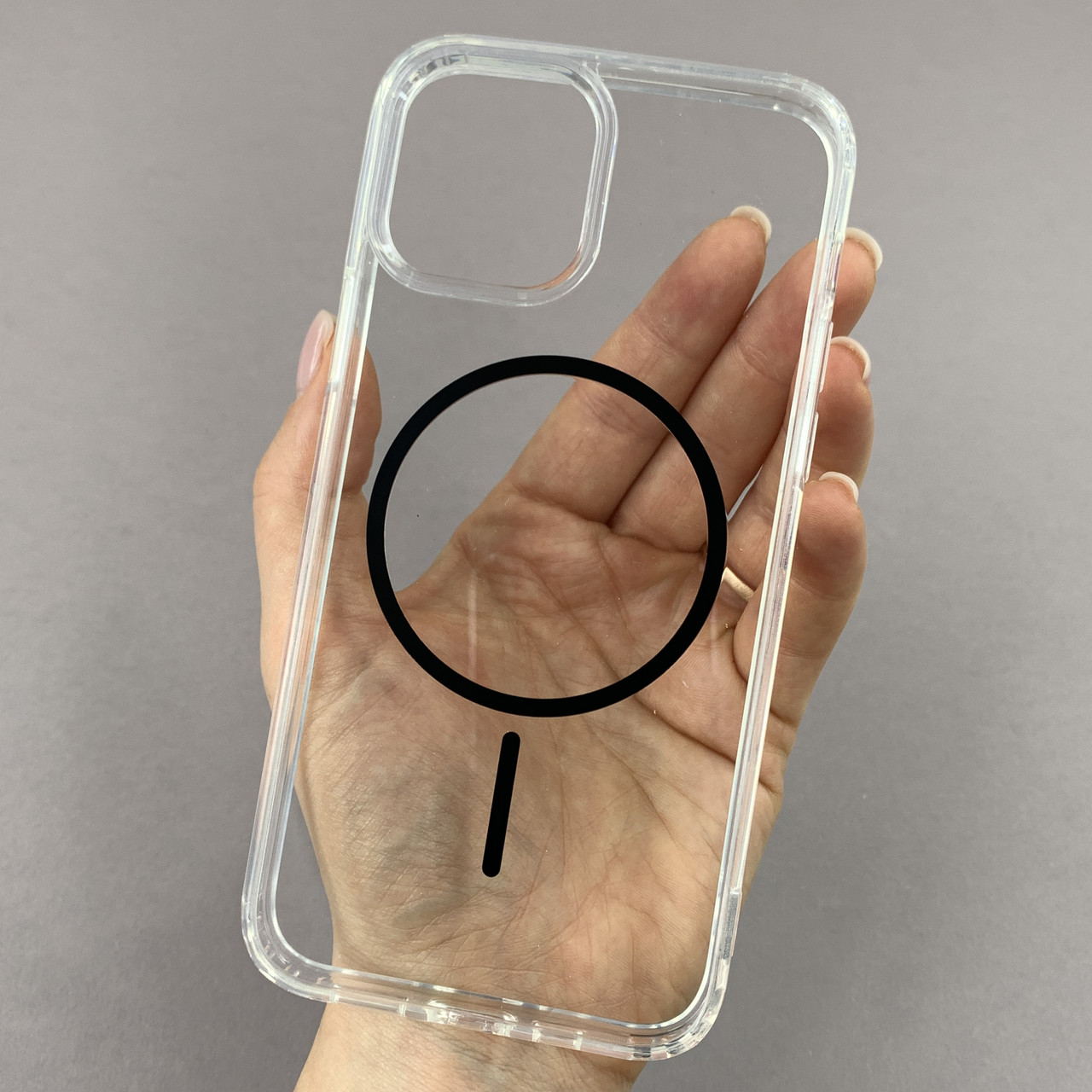 Чохол для iPhone 12 Pro прозорий чохол із чорним MagSafe на айфон 12 про w01k