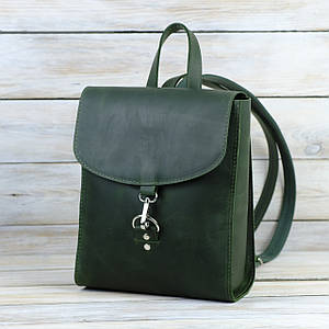 Жіночий рюкзак Венеція з натуральної шкіри колір Зелений, розмір середній