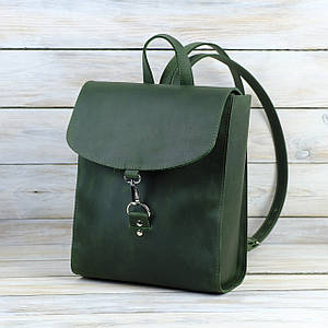 Жіночий рюкзак Венеція з натуральної шкіри колір Зелений, розмір міні