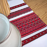 Білий тканий рушник з червоно-чорним орнаментом (1,3 м. * 0,35 м.), фото 3