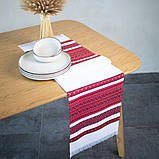 Білий тканий рушник з червоно-чорним орнаментом (1,3 м. * 0,35 м.), фото 2