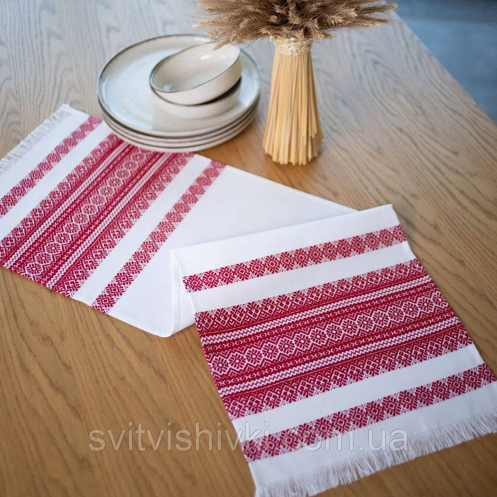 Тканий рушничок з червоним орнаментом (1,0 м. * 0,35 м.), фото 1