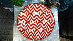 Ляган – велика керамічна тарілка ручної роботи, Ріштан, діаметр 42 см, з візерунком атлас, червоного кольору