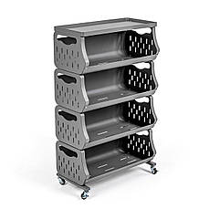 Чотириярусний універсальний стелаж | 60х30х77 см | металевий, легкий монтаж | універсальний для зберігання | PREMIUM