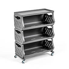 Триєрусний універсальний стелаж для зберігання | 60х30х77 см | металевий | компактний | міцний | легкий монтаж | PREMIUM