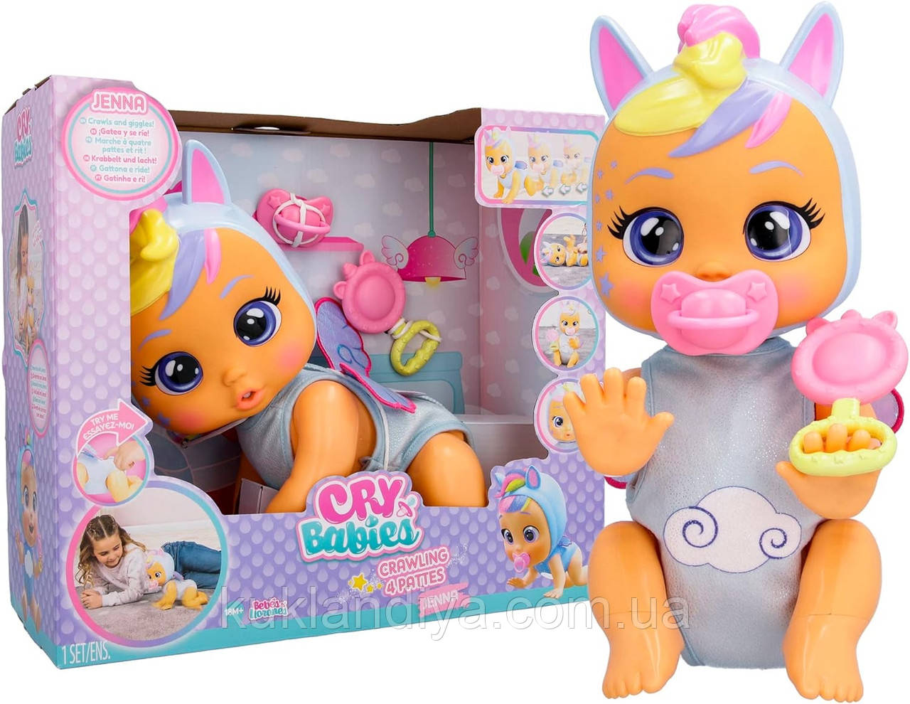 Лялька Плакса Пупс Ползает Край Бебі Дженна Cry Babies Crawling Jenna (911345), фото 1