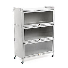 Мобільна шафа для зберігання | 70х36х112.8 см | триярусна, сталевий каркас | розкладна, світло-сіра | зручна організація | PREMIUM