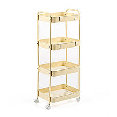 Мобільна етажерка чотириярусна | 45х30х103 см | металевий каркас | універсальна | легка та міцна | PREMIUM