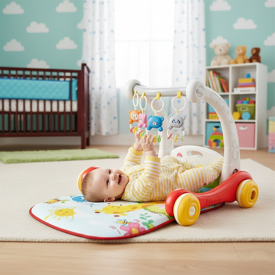 Ігровий килимок 2в1 дитячі розвивальні ходунки для малюка музичний центр піаніно ноти звук світло брязкальця