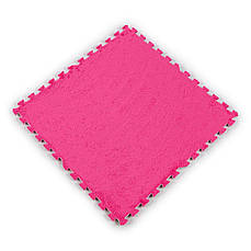 Плюшевий підлога-пазл | 60×60×1 см | м'який, рожевий | безклеєвий | для дитячих кімнат | PREMIUM