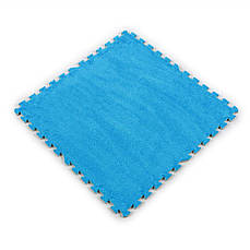 Плюшевий підлога-пазл | 60×60×1 см | м'який, блакитний | безклеєвий, водостійкий | для дитячих кімнат | PREMIUM