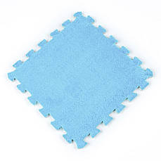 Плюшевий підлога-пазл | 30х30х1 см | м'який, блакитний | самоклеюча | безшовна | PREMIUM