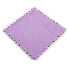 Плюшевий підлога-пазл 60х60х1 см | фіолетовий | м'який, безклейовий, водостійкий | Плюш PREMIUM
