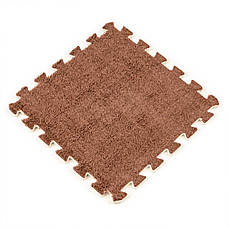 Пазл підлога плюшевий | 30х30х1 см | м'який, коричневий | декоративний, безклейовий | PREMIUM