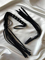 Аксесуар для рольових ігор БДСМ — плетіння/флоггер з екошкіри, Чорна