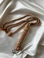 Рольовий батіг багатохвостий, плетений кнут БДСМ з мотузок 60см, Бежевий