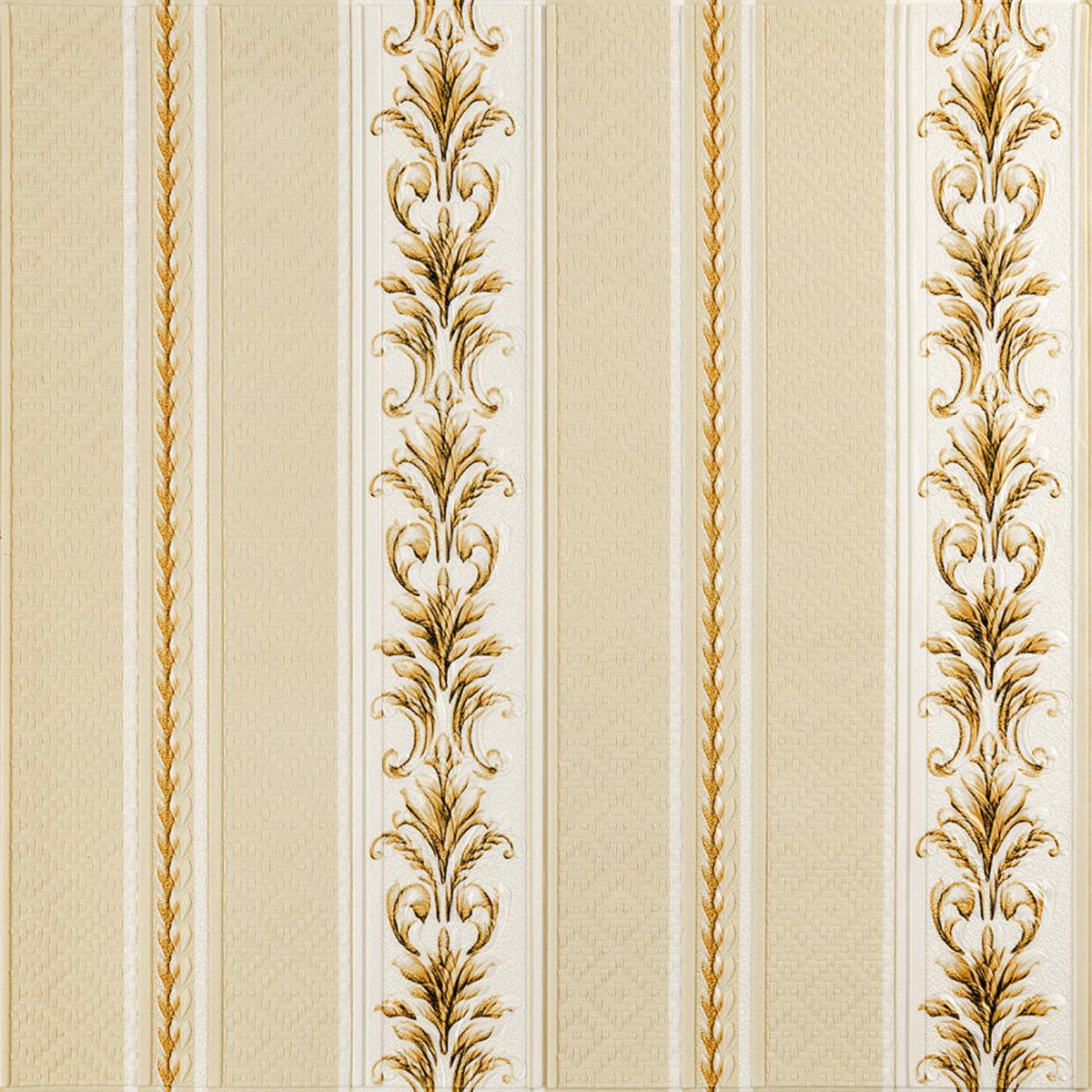 Панель стінова 3D | 700×700×4 мм | золотий орнамент | самоклеюча | декоративна | PREMIUM