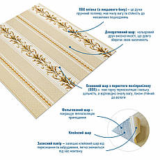 Панель стінова 3D | 700×700×4 мм | золотий орнамент | самоклеюча | декоративна | PREMIUM, фото 2