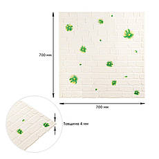 Панель стінова 3D | 700×700×4 мм | зелені квіти | самоклеюча | водостійка | декоративна | PREMIUM, фото 3