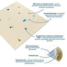 Панель стінова 3D | 700×700×4 мм | зірки та місяці на бежевому фоні | самоклеюча | декоративна | водостійка | PREMIUM, фото 2