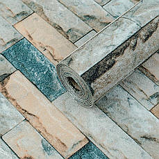 Самоклеючі шпалери | 2800×500×1,5 мм | бірюзова цегла | водостійкі | самоклеюча | декоративна поверхня | PREMIUM