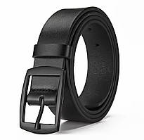 Чоловічий ремінь класичний для джинсів та брюк чорний шкірзамінник